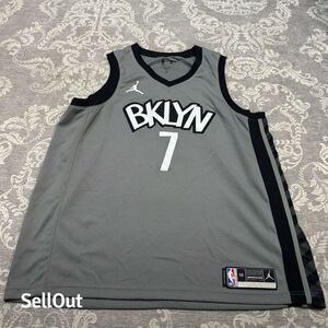 Nike Jordan Kevin Durant Brooklyn Nets #7 Jersey Gray 2XL Men's